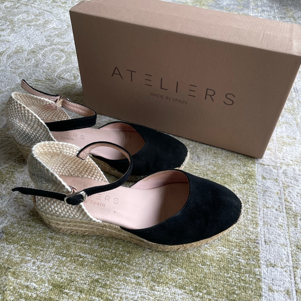 Ateliers black suede espadrilles sz 36 / 5.5 -6
